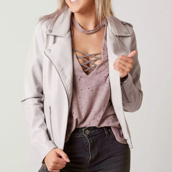 BKE vegan moto jacket gray S - Picture 1 of 10